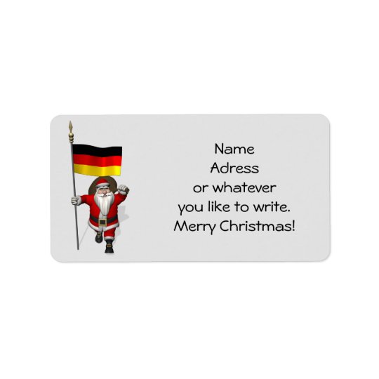 Sweet Santa Claus With Ensign Of Germany Address Label