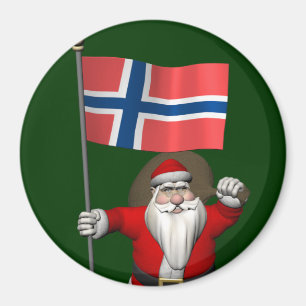 Sweet Santa Claus With Ensign Of Norway Magnet
