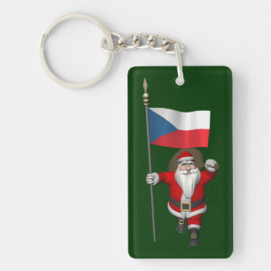 Sweet Santa Claus With Flag Of Czech Republic Key Ring