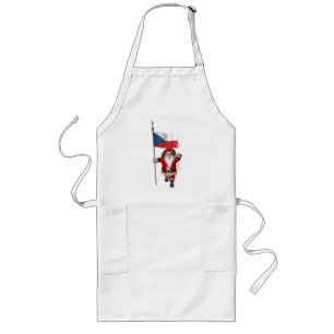 Sweet Santa Claus With Flag Of Czech Republic Long Apron