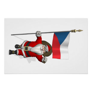 Sweet Santa Claus With Flag Of Czech Republic Poster