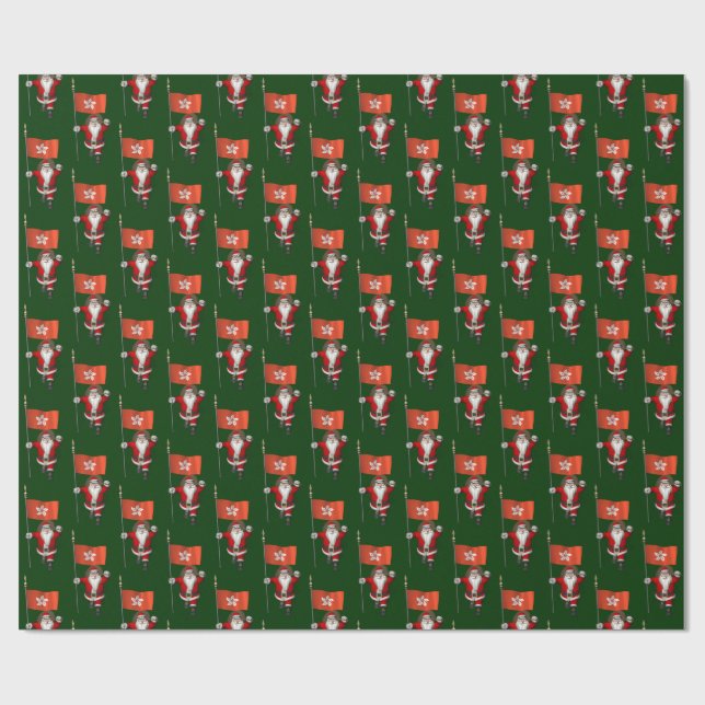 Sweet Santa Claus With Flag Of Hong Kong Wrapping Paper (Flat)
