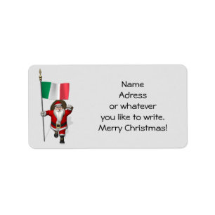 Sweet Santa Claus With Flag Of Italy Label