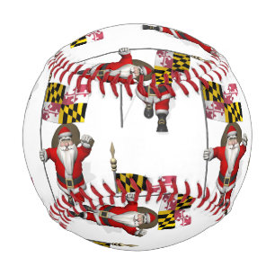 Sweet Santa Claus With Flag Of Maryland Baseball