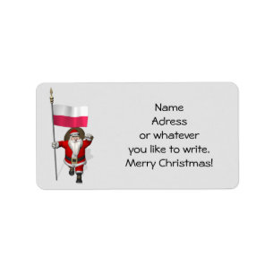 Sweet Santa Claus With Flag Of Poland Label