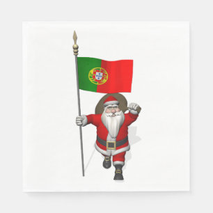 Sweet Santa Claus With Flag Of Portugal Napkin