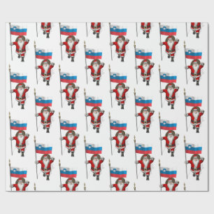 Sweet Santa Claus With Flag  Of Slovenia Wrapping Paper