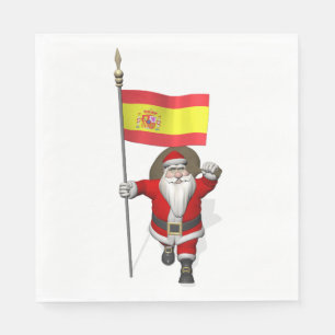 Sweet Santa Claus With Flag Of Spain Napkin