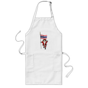 Sweet Santa Claus With Flag Of Thailand Long Apron