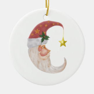 Sweet Santa Half Moon - add your own text Ceramic Tree Decoration