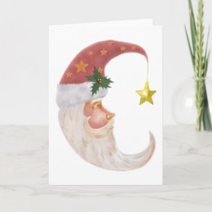 Sweet Santa Half Moon - add your own text Holiday Card