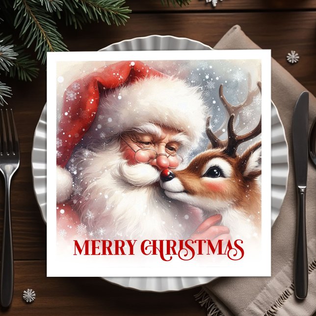 Sweet Santa Rudolph Holiday Christmas Napkins Set (Sweet Santa Rudolph Holiday Christmas Napkins Dinner Set)