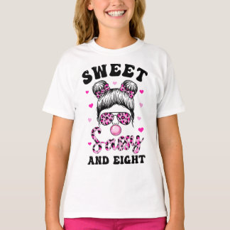 Sweet Sassy And Eight Messy Bun Leopard Sunglasses T-Shirt
