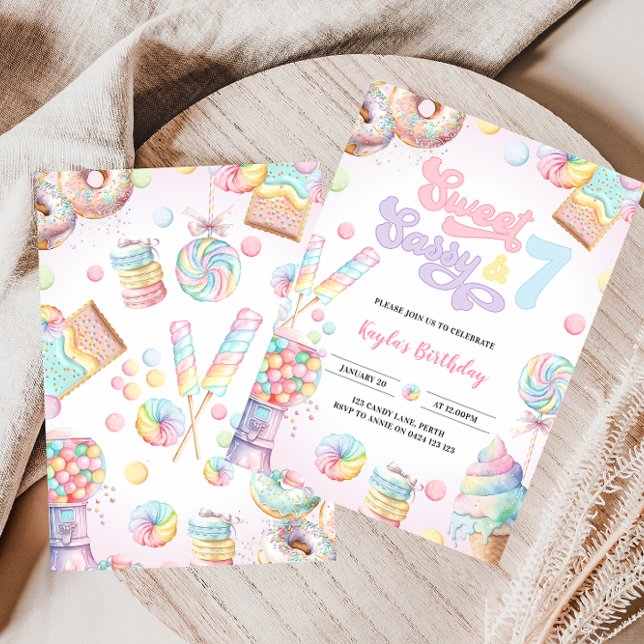 Sweet Sassy and SEVEN Pastel Ice Cream and Cake Invitation (Creator Uploaded)