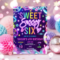 Sweet Sassy And Six Neon Glow 6th Birthday Party