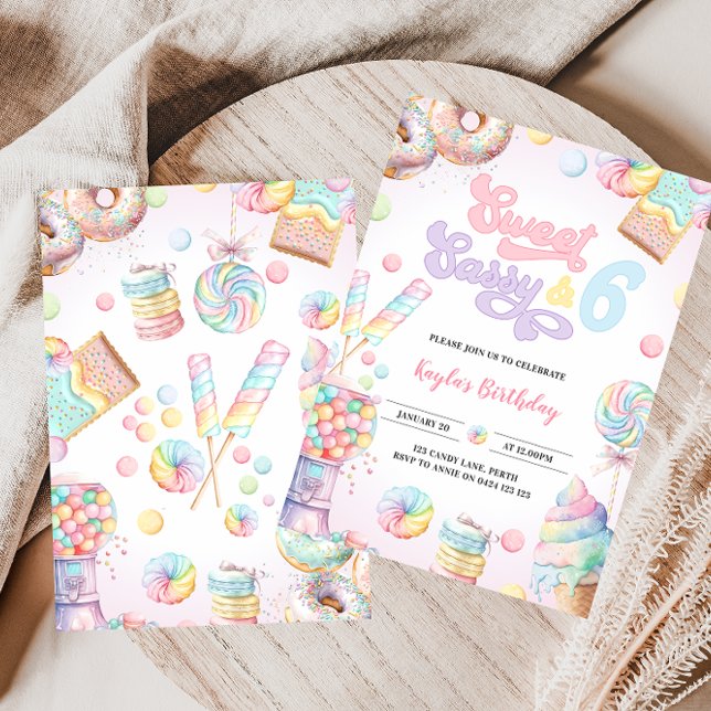 Sweet Sassy and SIX Pastel Ice Cream and Cake Invitation (Creator Uploaded)