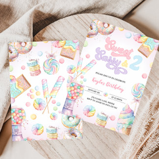Sweet Sassy and TWO Girls Candy Second Birthday Invitation