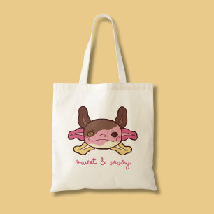 Sweet & Sassy Axolotl Neapolitan Ice Cream Tote Bag