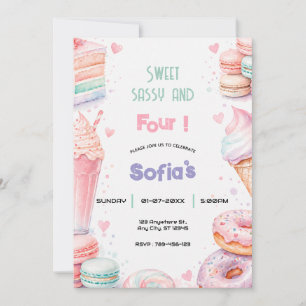Sweet Sassy Birthday Party Pastel Girl Cute Invitation