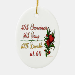 Sweet, Sassy, Loveable at 60 Ceramic Tree Decoration