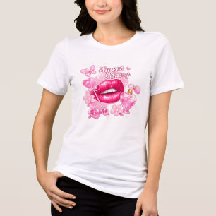 Sweet & Sassy Pink Coquette Graphic T-Shirt Y2K Tri-Blend Shirt