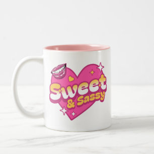 Sweet & Sassy Retro Heart Two-Tone Coffee Mug