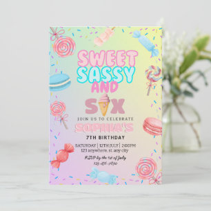 Sweet sassy & seven Ice Cream &Candy girl birthday Invitation