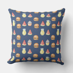 Sweet & Savory Foodie Pattern Decorative Pillow