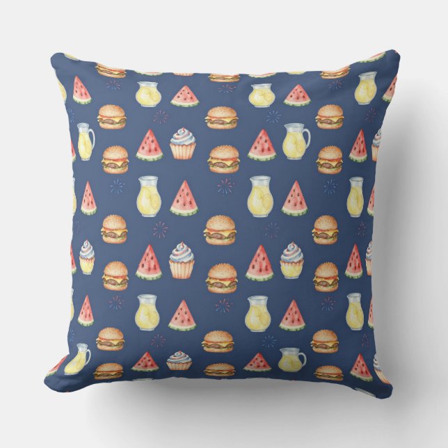 Sweet & Savory Foodie Pattern Decorative Pillow (Front)
