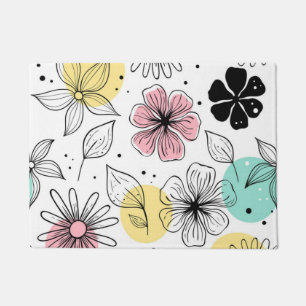 Sweet Scandinavian Style Floral Pattern Doormat