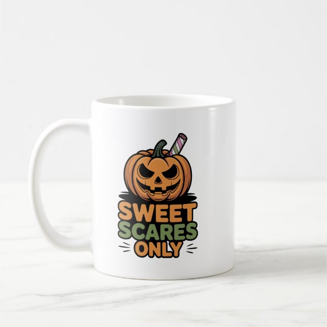 Sweet Scares Halloween Pumpkin mug (Left)