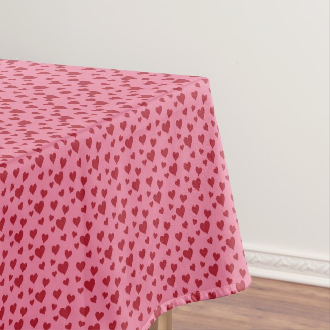 Sweet Scatter Hearts - Candy Pink & Red Tablecloth (In Situ)