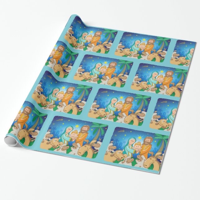 Sweet scene of the nativity of baby Jesus Wrapping Paper (Unrolled)