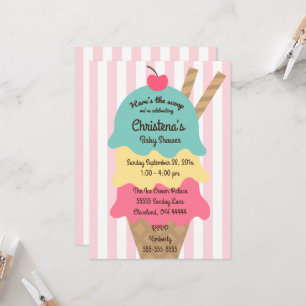 Sweet Scoop Ice Cream Baby Shower Invitation