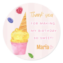 Sweet Scoops Favours Thank You Stickers