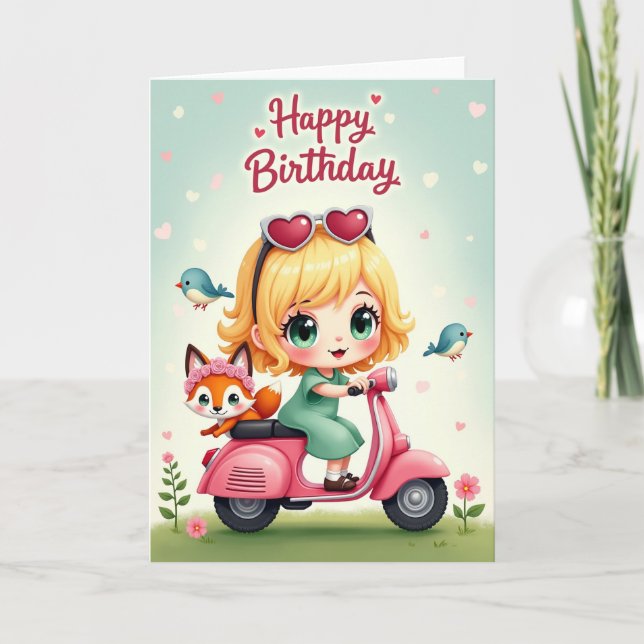 Sweet Scooter Birthday Card (Front)