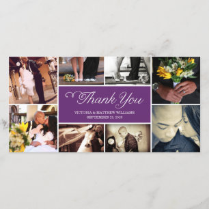 SWEET SCRIPT COLLAGE WEDDING THANK YOU CARD