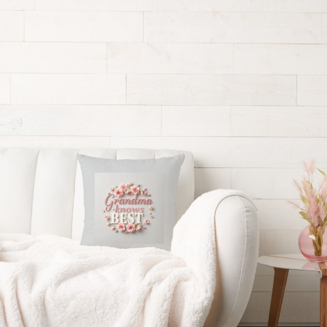 Sweet Script Grandma Pink Flowers Cushion (Couch)