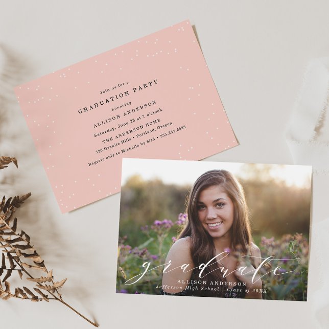 Sweet Script | Photo Graduation Party Invitation (Creator Uploaded)