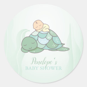 Sweet Sea Turtle Baby Shower  Classic Round Sticker