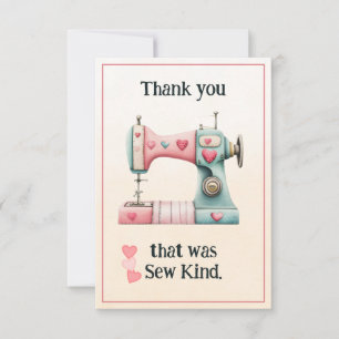 Sweet Sewing Machine Hearts Thank You Card