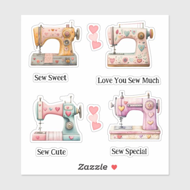 Sweet Sewing Machine Valentines (Sheet)