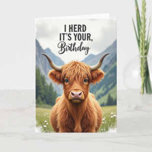 Sweet Shaggy Bovine Birthday Card