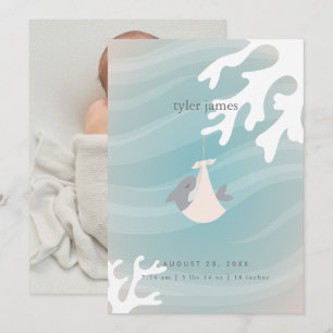 Sweet Shark Baby Flat Announcement Card