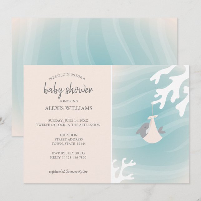 Sweet Shark Baby Invitation (Front/Back)