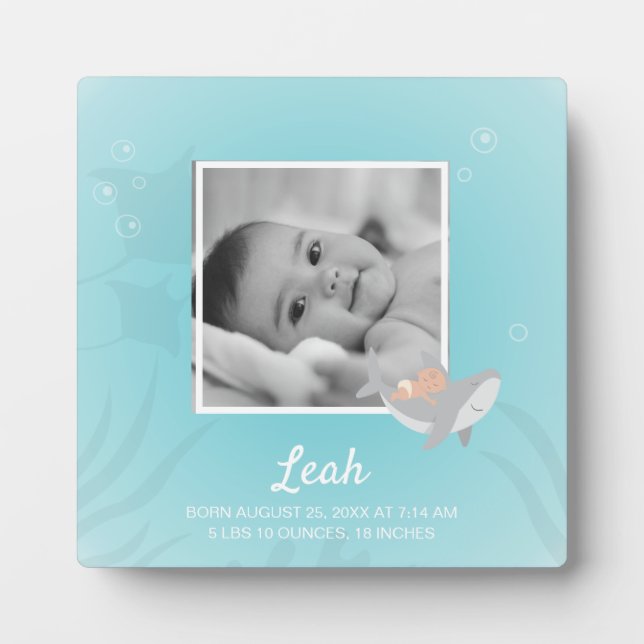 Sweet Shark Baby Photo Easel Plaque  (Front)