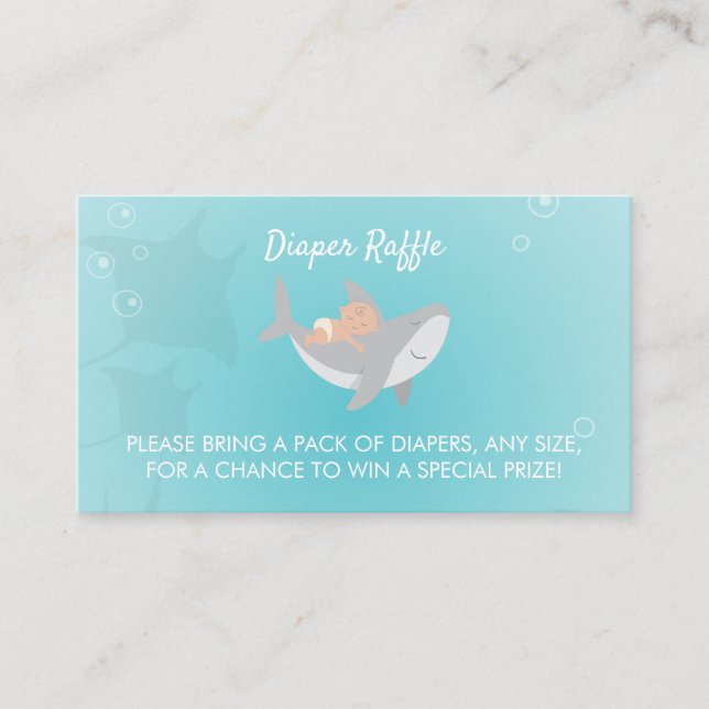 Sweet Shark Baby Shower Diaper Raffle Enclosure Card (Front)