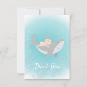 Sweet Shark Baby Shower Flat Thank You Card