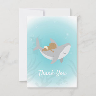 Sweet Shark Baby Shower Flat Thank You Card