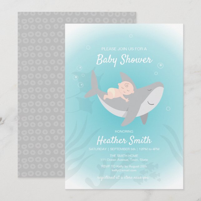 Sweet Shark Baby Shower Invitation (Front/Back)